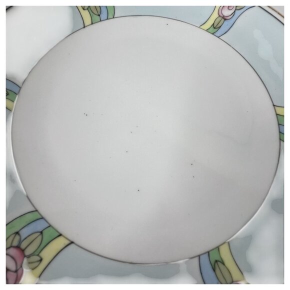 Set Of 2 Hand Painted Nippon Porcelain Plates With Art Deco Floral Designs VTG - Picture 3 of 8